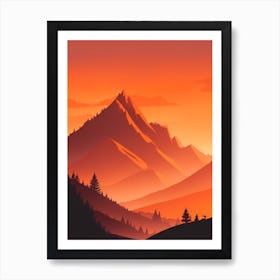 Misty Mountains Vertical Composition In Orange Tone 232 Art Print