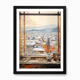 Winter Cityscape Nagano Japan 1 Art Print