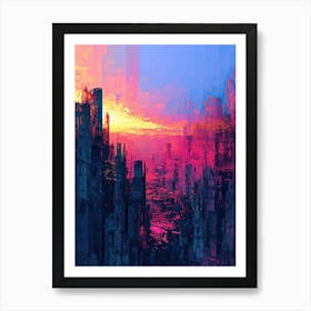 Abstract Cityscape | Pixel Art Series 3 Art Print