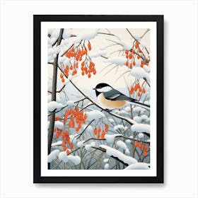 Winter Bird Painting Carolina Chickadee 2 Art Print