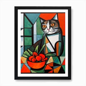 Amaryllis With A Cat 1 Cubism Picasso Style Art Print