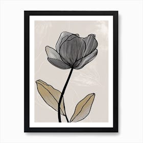 Line Art Tulips Flowers Illustration Neutral 15 Art Print