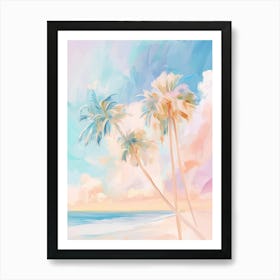 Pastel Palm Trees On The Beach Art Print