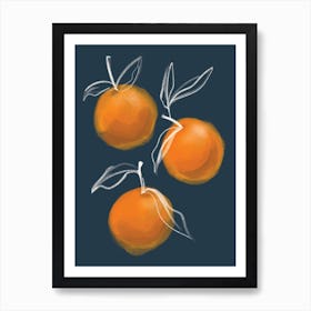 Oranges Kitchen Set Navy And Orange Art Print