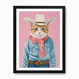 Cowboy Ginger Cat Quirky Western Print Pet Decor 4 Art Print