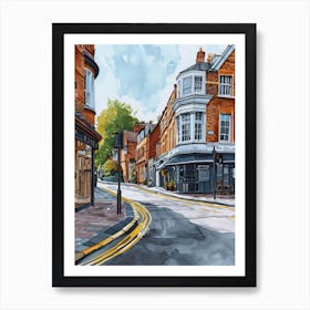 Richmond Upon Thames London Borough   Street Watercolour 4 Art Print