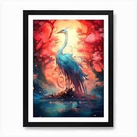 Blue Stork Art Print