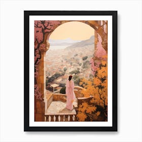 Tenerife Spain 4 Vintage Pink Travel Illustration Art Print