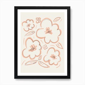Flower Sketch 2 Peach Pink Art Print