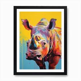Rhino Pop Art Yellow Blue Pink 5 Art Print