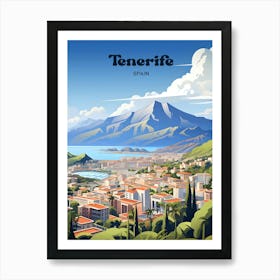 Tenerife Spain Mountain Travel Art Illustration Art Print