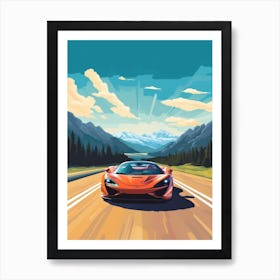 A Mclaren F1 Car In Icefields Parkway Flat Illustration 1 Art Print