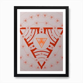 Geometric Abstract Glyph Circle Array in Tomato Red n.0010 Art Print