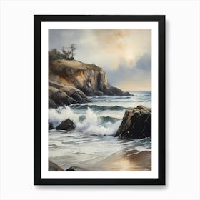 Vintage Coastal Seaside Painting (25) 1 Art Print