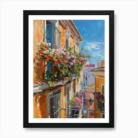 Balcony View Painting In Malaga 2 Art Print