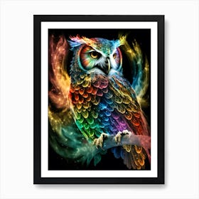 Rainbow Owl 1 Art Print