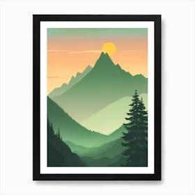 Misty Mountains Vertical Background In Green Tone 3 Art Print