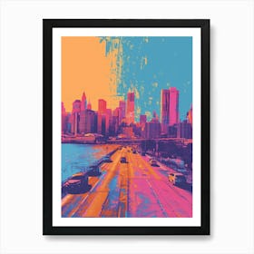 Long Island City New York Colourful Silkscreen Illustration 4 Art Print