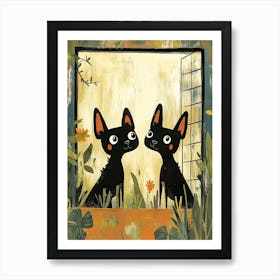 Two Black Cats Canvas Print 1 Art Print