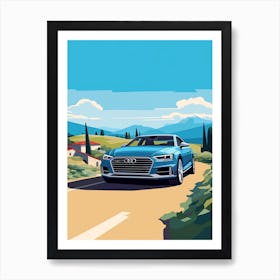 A Audi A4 In The Tuscany Italy Illustration 2 Art Print