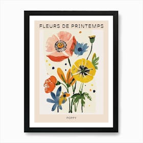 Spring Floral French Poster  Poppy 3 Art Print