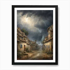 Stormy Village Art Print