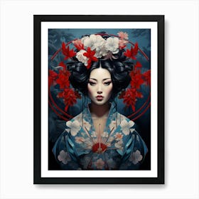 Geisha Japanese Style Illustration 5 Art Print