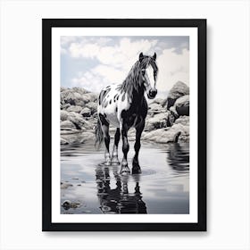 A Horse Oil Painting In Boulders Beach, South Africa, Portrait 3 Art Print