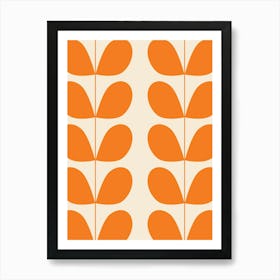 Mid Century Modern Leaf Print Orange Art Print