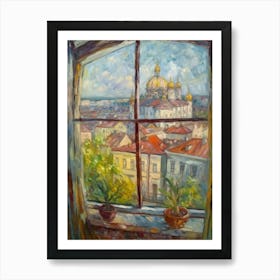 Window View Of Moscow Russia Impressionism Style 1 Art Print