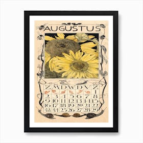 August Calendar Sheet With Sunflowers (1902), Theo Van Hoytema Art Print