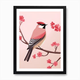 Minimalist Cedar Waxwing 3 Illustration Art Print