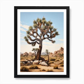  A Classic Oil Painting Of A Joshua Tree Neutral Colour 2 Art Print