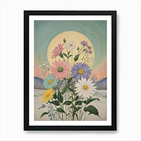 Daisies In The Snow Art Print