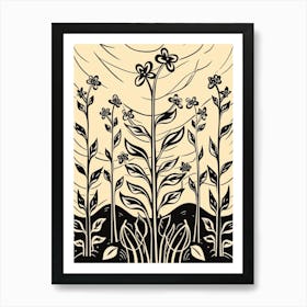 B&W Plant Illustration Tradescantia Nanouk Art Print