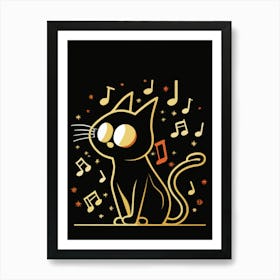 Cat With Music Notes 18 Art Print