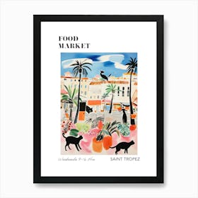 The Food Market In Saint Tropez 2 Illustration Poster Art Print