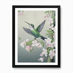 Ohara Koson Inspired Bird Painting Hummingbird 3 Art Print