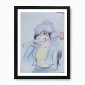 Girl With A Knife Art Print