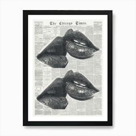 Lips Wall Art | vintage Retro Black + White Pop Art | Trendy Decor | Neutral Wall Art | 60’s 70’s Art Prints | Cute Girly Feminist Art Print