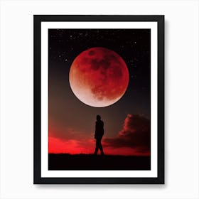 Red Full Moon Art Print