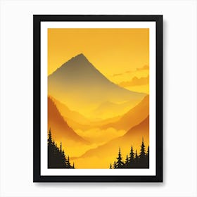 Misty Mountains Vertical Composition In Yellow Tone 9 Art Print