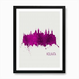 Kolkata India City Purple Art Print