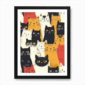 Repeatable Artwork With Cute Cat Faces 2 Art Print