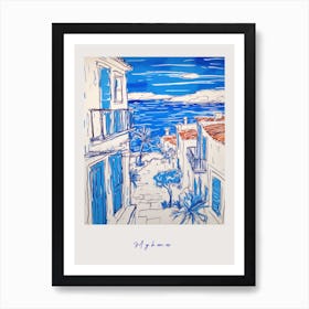 Mykonos Greece 2 Mediterranean Blue Drawing Poster Art Print