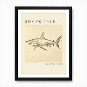 Great White Shark Vintage Illustration 4 Poster Art Print