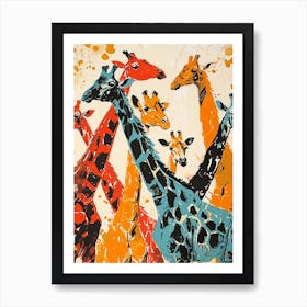 Colourful Giraffe Pattern 3 Art Print