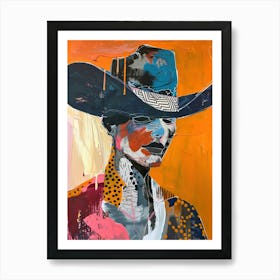 Orange Abstract Cowboy Art Print