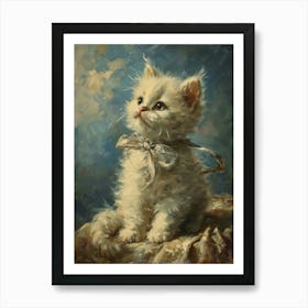 Kitten With Bow Rococo Inspired 1 Art Print