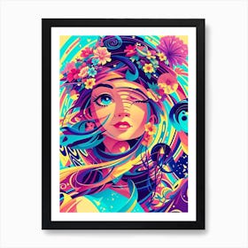 Psychedelic Girl Art Print